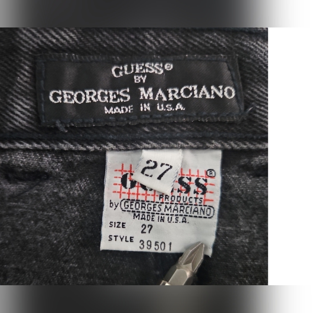 Guess By Georges Marciano Women's Vintage Black Washed Denim Skirt Size 27 - Picture 4 of 5